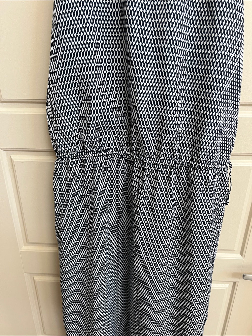 Barneys New York Navy & White Patterned Sleeveless maxi Dress Sz 10 summer comfy - Picture 5 of 10